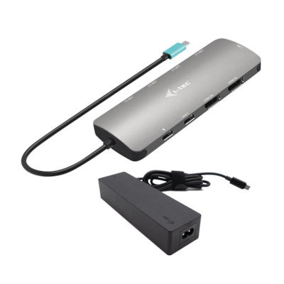 i-tec USB-C Metal Nano 2x HDMI Docking Station, PD 100W + Charger 100W