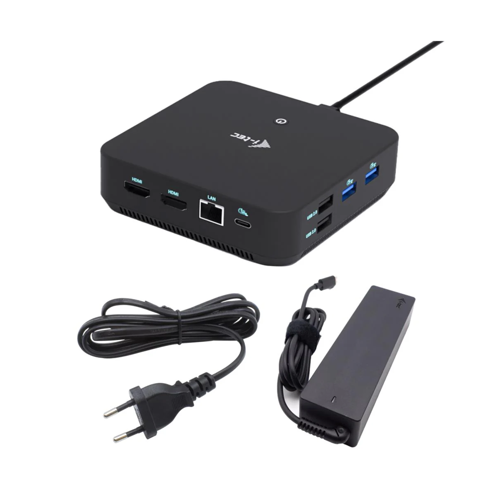 i-tec USB-C DP Dual HDMI Docking Station, Power Delivery 100W + i-tec Universal Charger 100W