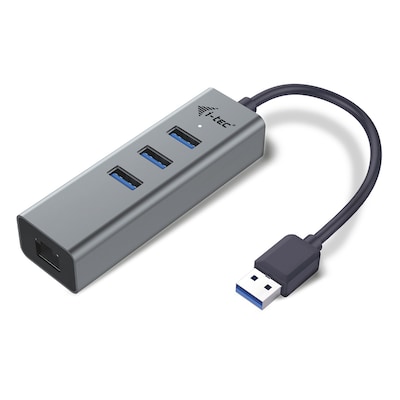 i-tec USB 3.0 Metal 3-Port HUB mit Gigabit RJ45 LAN Adapter