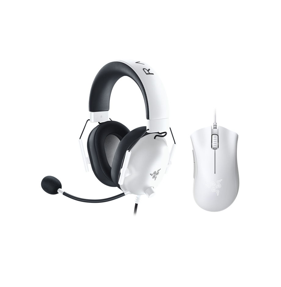 Razer Blackshark V2 X White Edition + Razer Deathadder Essential - kabelgebundenes 7.1 Surround Sound Gaming Headset mit...