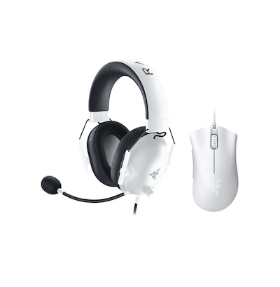 Razer Blackshark V2 X White Edition + Razer Deathadder Essential - kabelgebundenes 7.1 Surround Sound Gaming Headset mit...