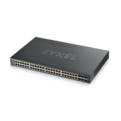 Zyxel GS1920-48HP V2 Smart Managed Switch 44x Gigabit Ethernet und 4x GbE/SFP Combo (48x PoE+, max. 375 Watt), 2x 10 Gbi...