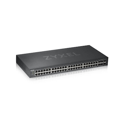 Zyxel GS1920-48V2 Gigabit 48-Port GbE Smart Managed Switch (100/1000 Mbit/s, QoS, Carbon, Zyxel NebulaFlex)