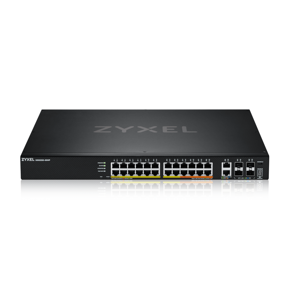 Zyxel XGS2220-30HP Managed Switch 24x Gigabit Ethernet (16x PoE+, 8x PoE++), 2x 10G Ethernet (2x PoE++), 4x 10G SFP+
