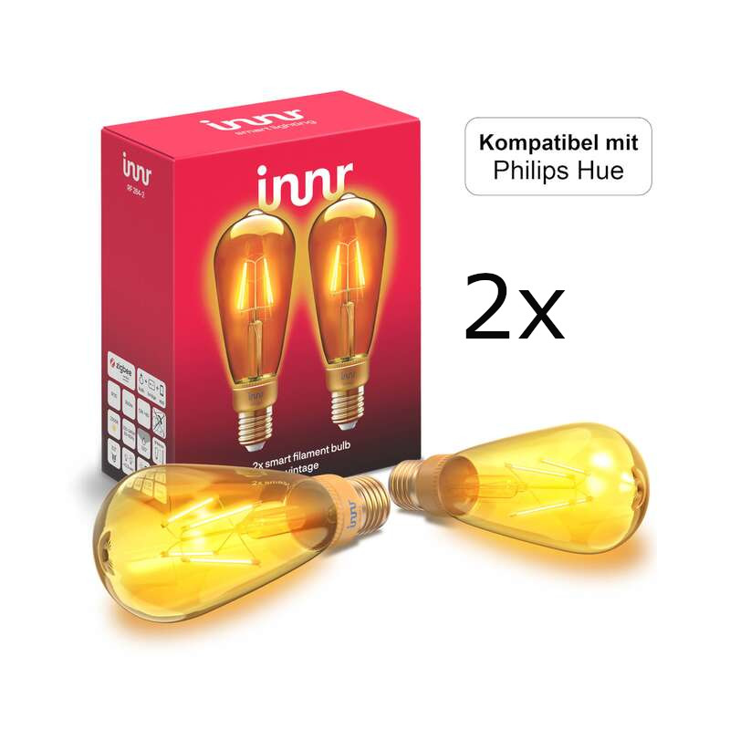 Innr Smart Filament Bulb Vintage ST64 E27 Z3.0 2x2er Pack Bundle Vintage ST64 E27 Zigbee 3.0