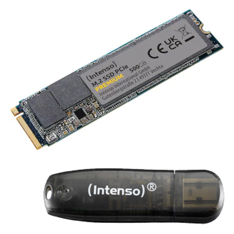 Intenso Premium SSD 500GB inkl. Rainbow Line 16GB Bundle mit Internem Solid-State-Module und USB-Stick