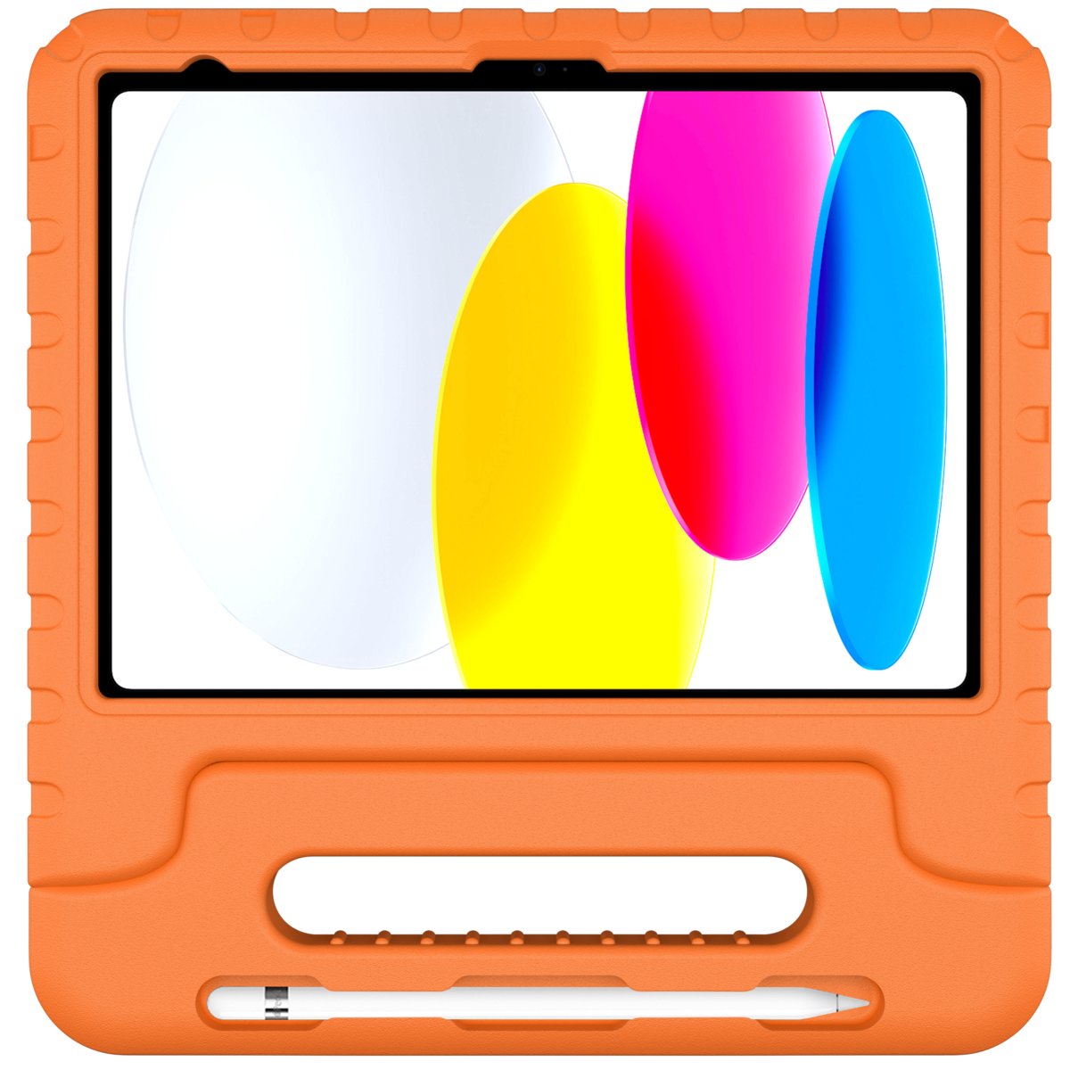 Deqster Kids Case Tablethülle & Schutzglas f. iPad 10./11.Gen Kindersicher & robust, Integrierte Stylus-Halterung, 9H Displayschutzglas, Orange