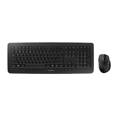 CHERRY kabelloses Set DW 5100, US-Layout mit €-Symbol Tastatur- und Maus, schwarz, mit abriebfester Laserbeschriftung der Tasten