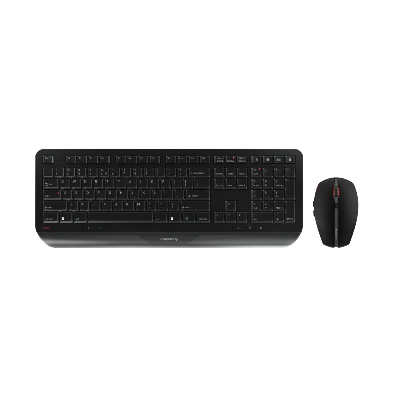 CHERRY Gentix Maus/Tastatur Desktop Set, US-Layout mit €-Symbol Kabellos (2,4 GHz Technologie), Aufstellfüße, Flache Bau...