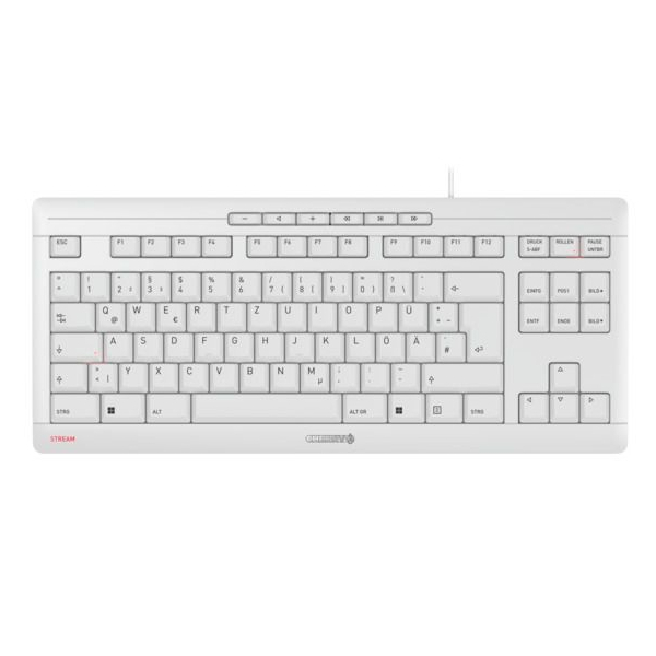 CHERRY STREAM KEYBOARD TKL, USB-kabelgebunden, weiß-grau