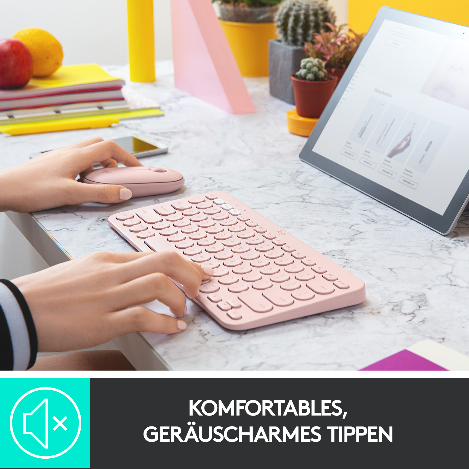 Logitech K380 Multi-Device Bluetooth Tastatur, für bis zu 3 Geräte gleichzeitig, 2 Jahre Batterielaufzeit, Rose Tastaturen Produkt Bild 3