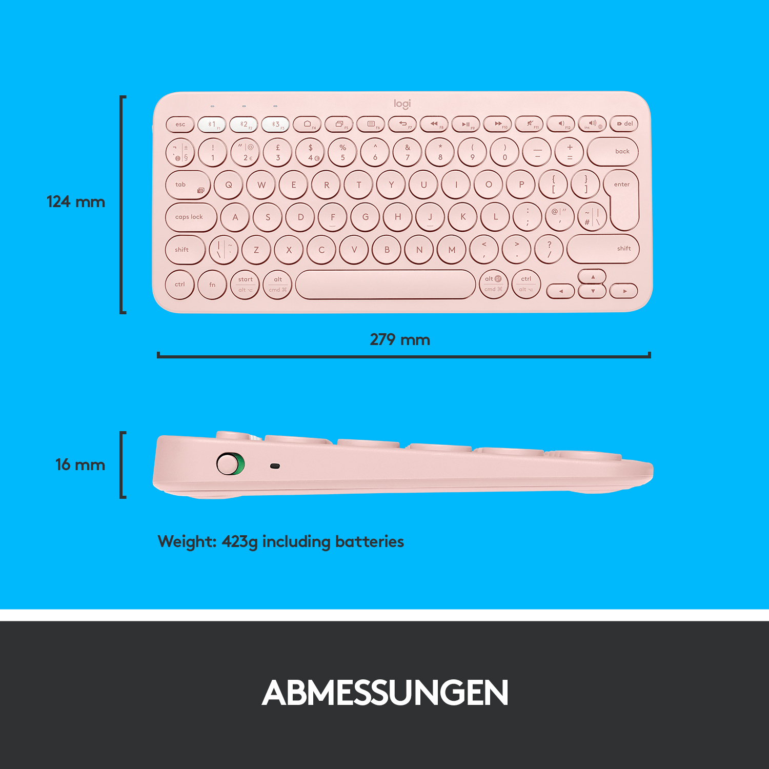 Logitech K380 Multi-Device Bluetooth Tastatur, für bis zu 3 Geräte gleichzeitig, 2 Jahre Batterielaufzeit, Rose Tastaturen Produkt Bild 8
