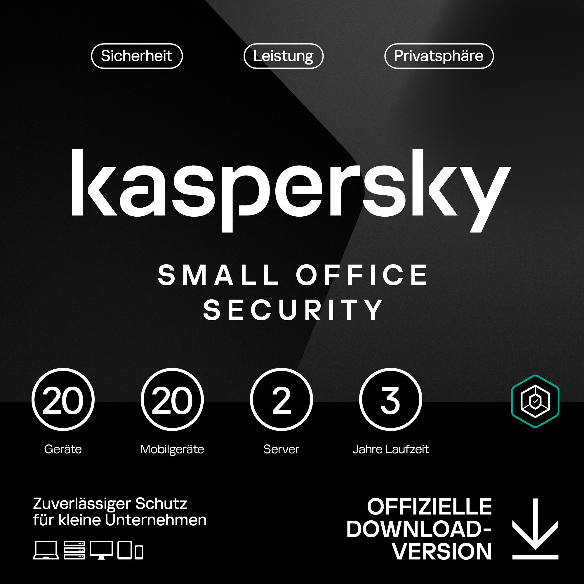 Thumbnail - Kaspersky Small Office Security [20 Geräte - 3 Jahre] Base 20 Geräte + 20 Mobilgeräte + 2 Dateiserver - 3 Jahre