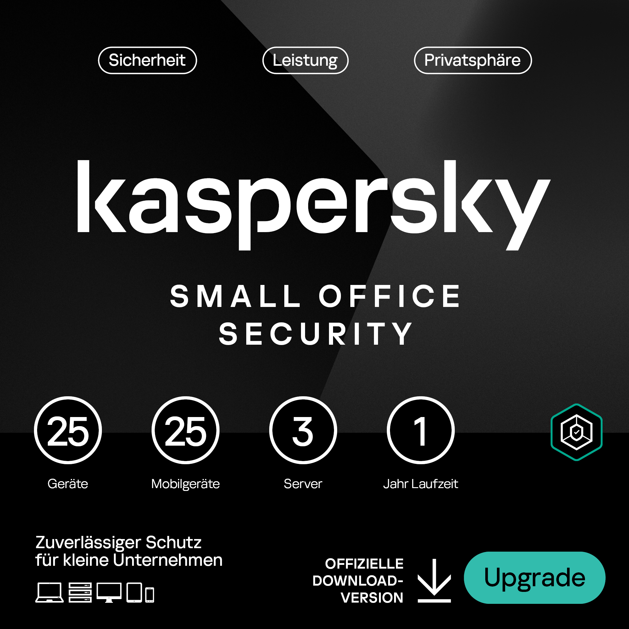 Thumbnail - Kaspersky Small Office Security [25 Geräte - 1 Jahr] Renewal 25 Geräte + 25 Mobilgeräte + 3 Dateiserver - 1 Jahr