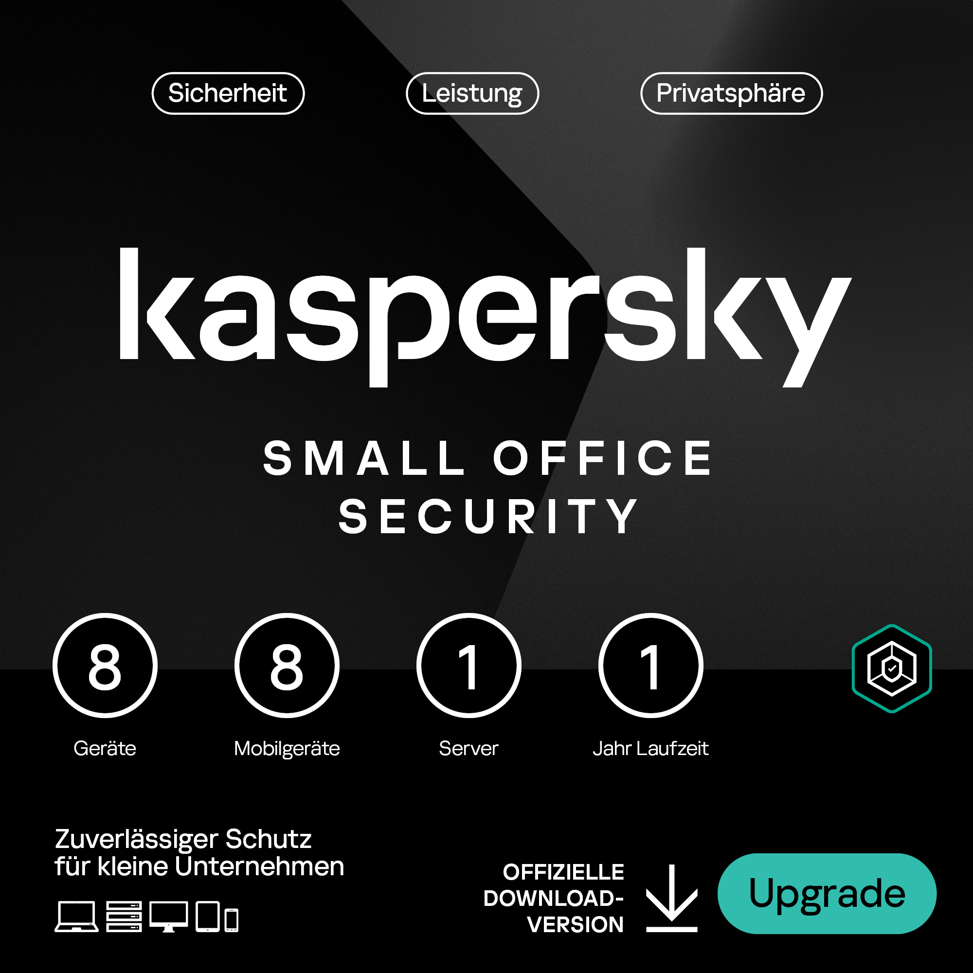 Thumbnail - Kaspersky Small Office Security [8 Geräte - 1 Jahr] Renewal 8 Geräte + 8 Mobilgeräte + 1 Dateiserver - 1 Jahr