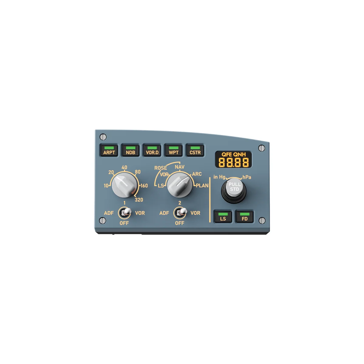 MOZA MA3F Electronic Flight Control Modul R 1:1 rechtes EFIS-Modul, originalgetreue Bedienelemente, erweiterbar zum Komplettsystem, Extension Mode, Pl