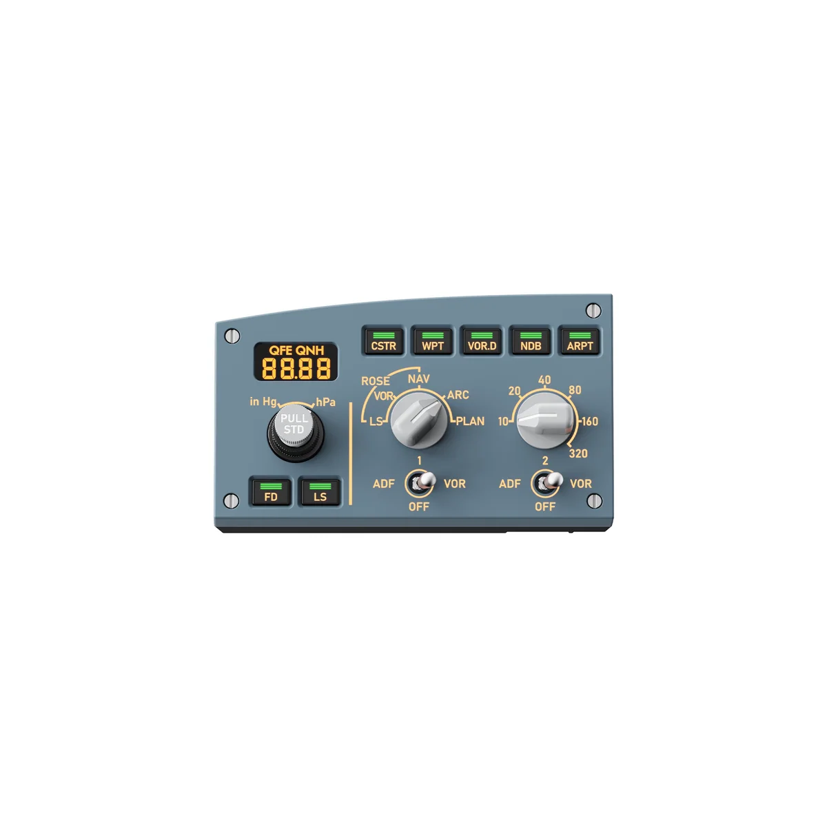 MOZA MA3F Electronic Flight Control Modul L 1:1 linkes EFIS-Modul, originalgetreue Bedienelemente, erweiterbar zum Komplettsystem, Extension Mode, Plu