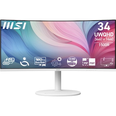 MSI MD342CQPWDE Office Monitor - Curved Panel, 120Hz B-Ware Power Delivery 98Watt, Höhenverstellbar