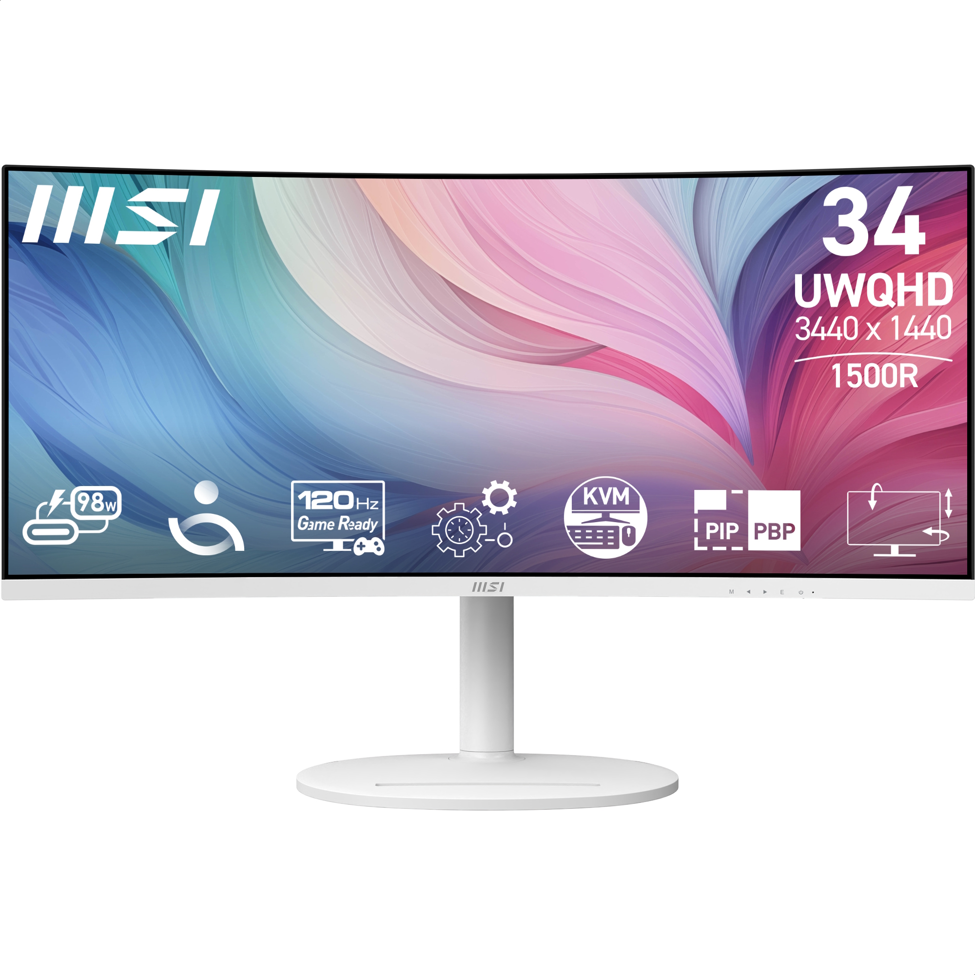 MSI MD342CQPWDE Office Monitor - Curved Panel, 120Hz B-Ware Power Delivery 98Watt, Höhenverstellbar