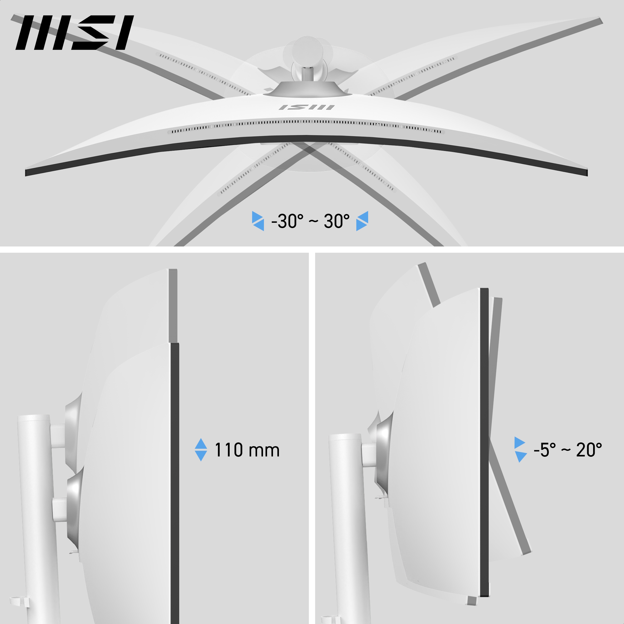 MSI MD342CQPWDE Office Monitor - Curved Panel, 120Hz B-Ware Power Delivery 98Watt, Höhenverstellbar Displays Produkt Bild 5