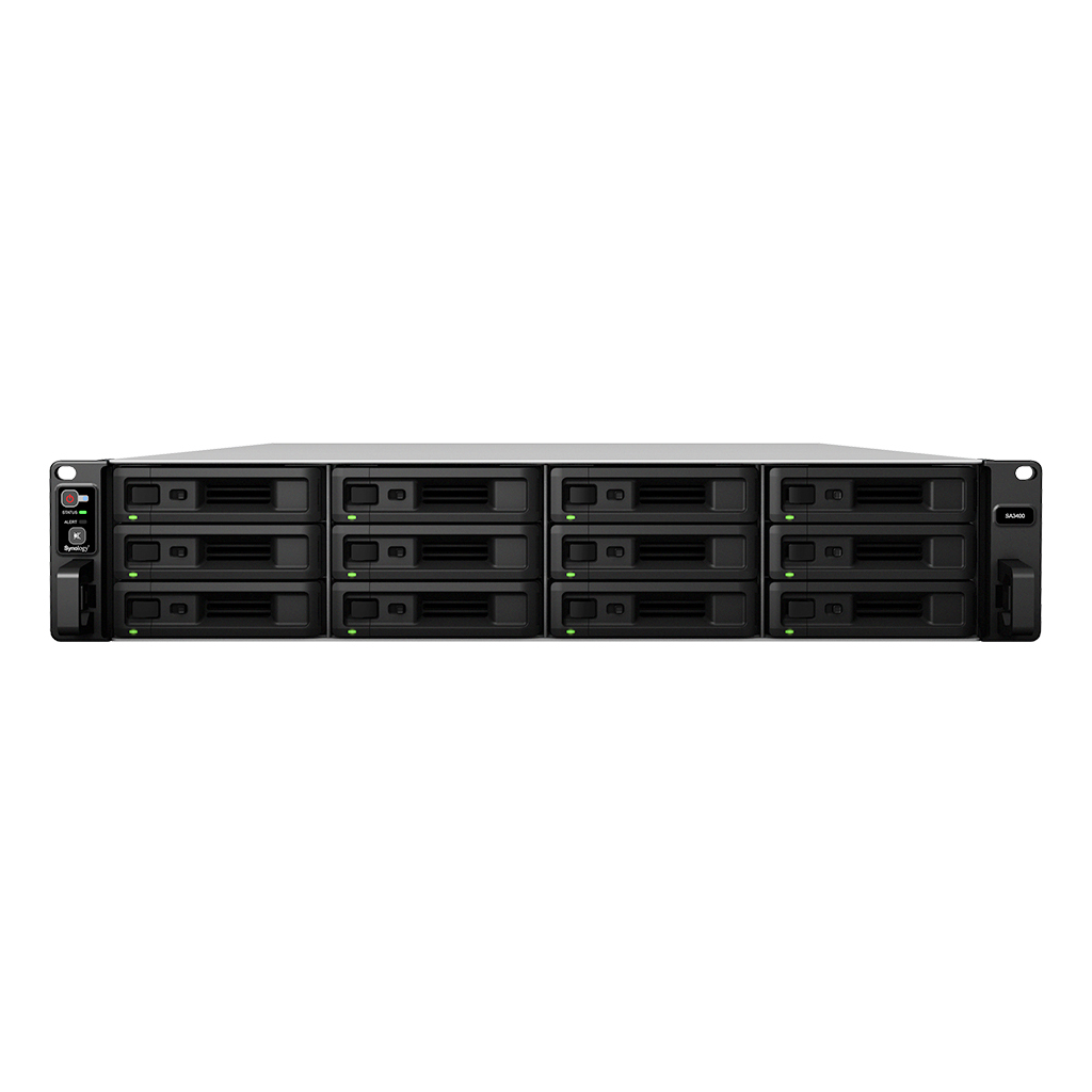 Thumbnail - Synology SA3410 Rack-NAS 12-Bay 2,5"/3,5" SATA HDD/SSD, 2x 10 GbE + 5x GbE LAN, 2x USB 3.0, 2x PCIe-x8, 16GB RAM