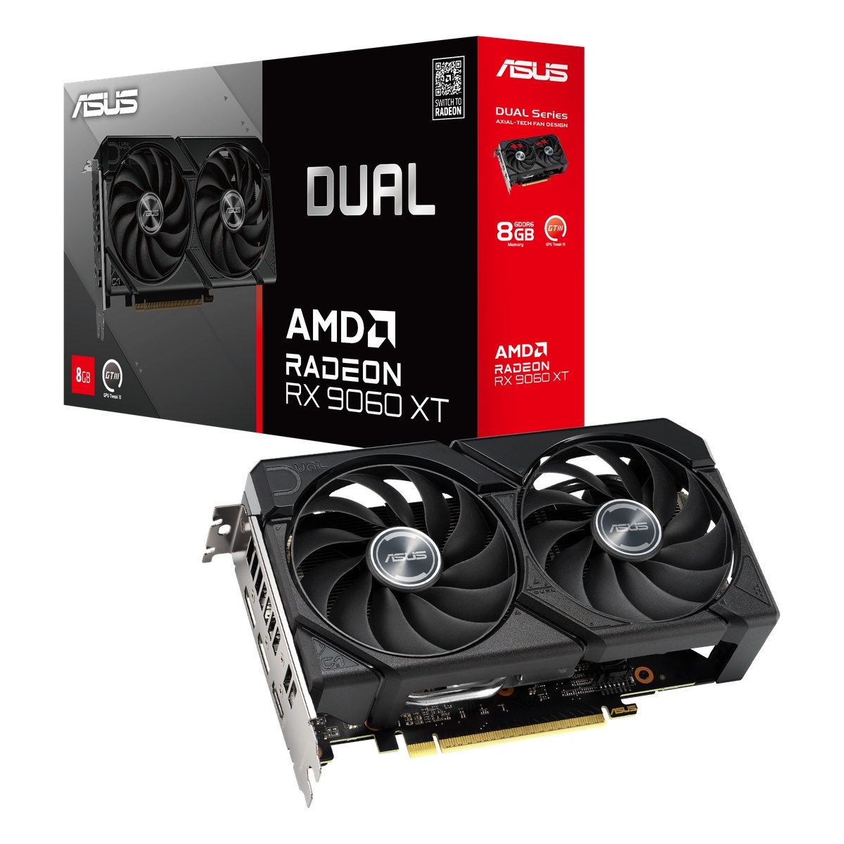 ASUS Dual Radeon RX 9060 XT 8GB Grafikkarte B-Ware - 8GB GDDR6, HDMI, 3x DP