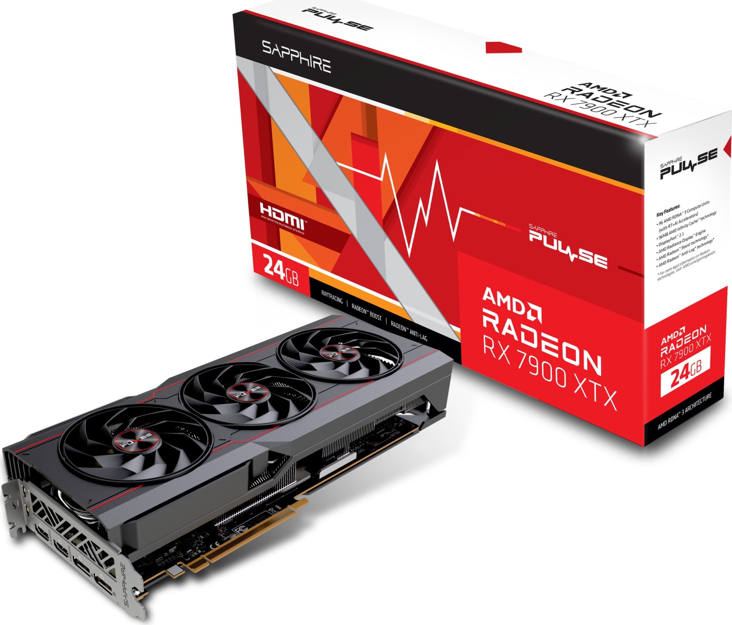 Sapphire Pulse Radeon RX 7900 XTX Grafikkarte B-Ware - 24GB GDDR6, 2x HDMI, 2x DP, lite retail