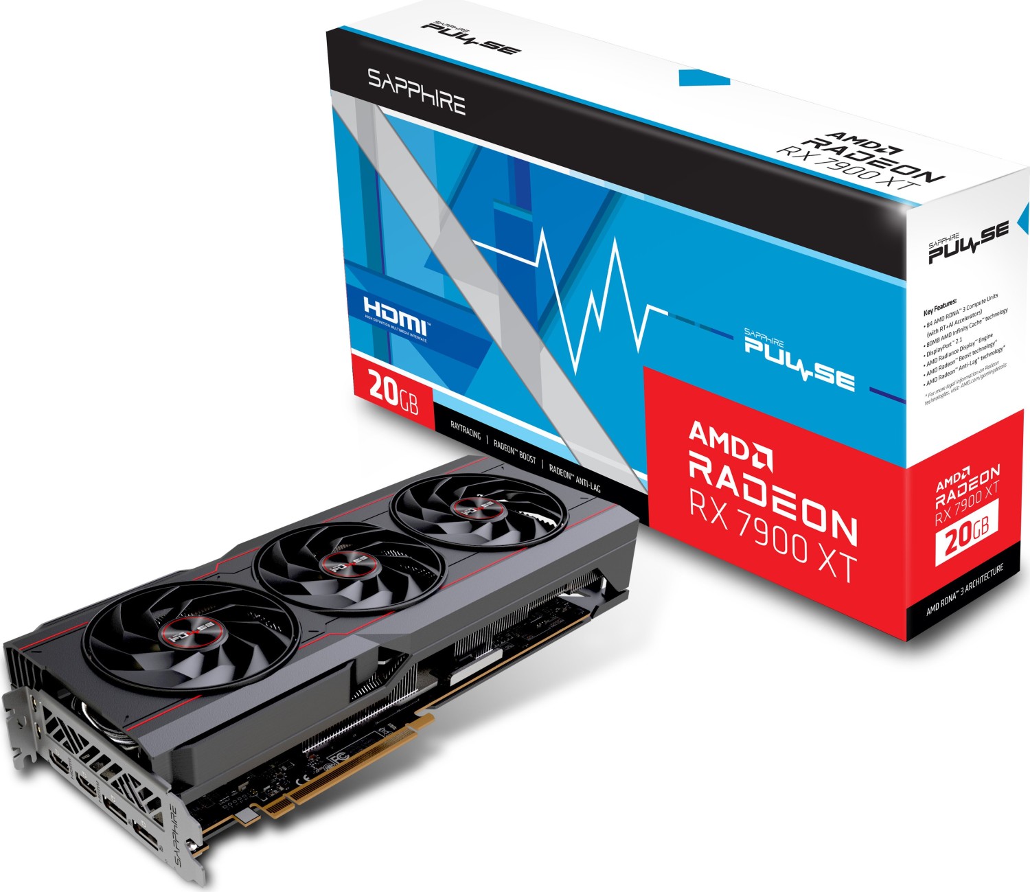 Sapphire Pulse Radeon RX 7900 XT B-Ware - 20GB GDDR6, 2x HDMI, 2x DP, lite retail