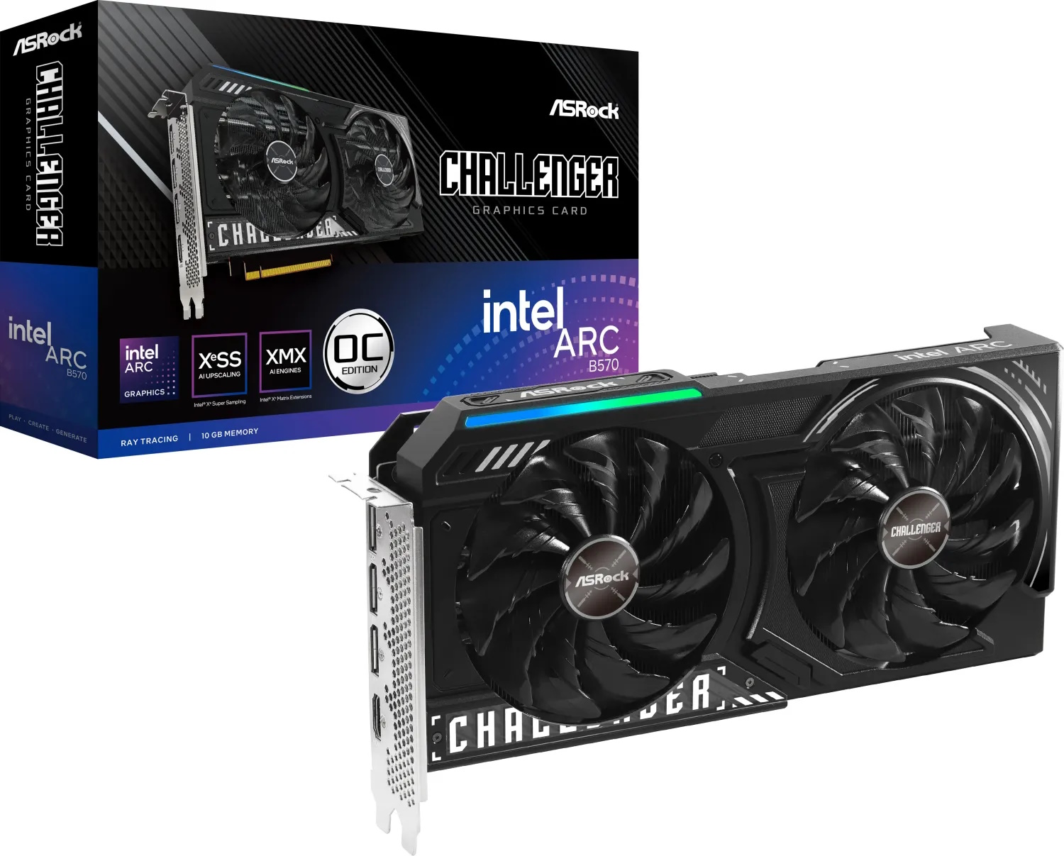 ASRock Arc B570 Challenger 10GB OC Grafikkarte - 10GB GDDR6, HDMI, DP, 2x DP