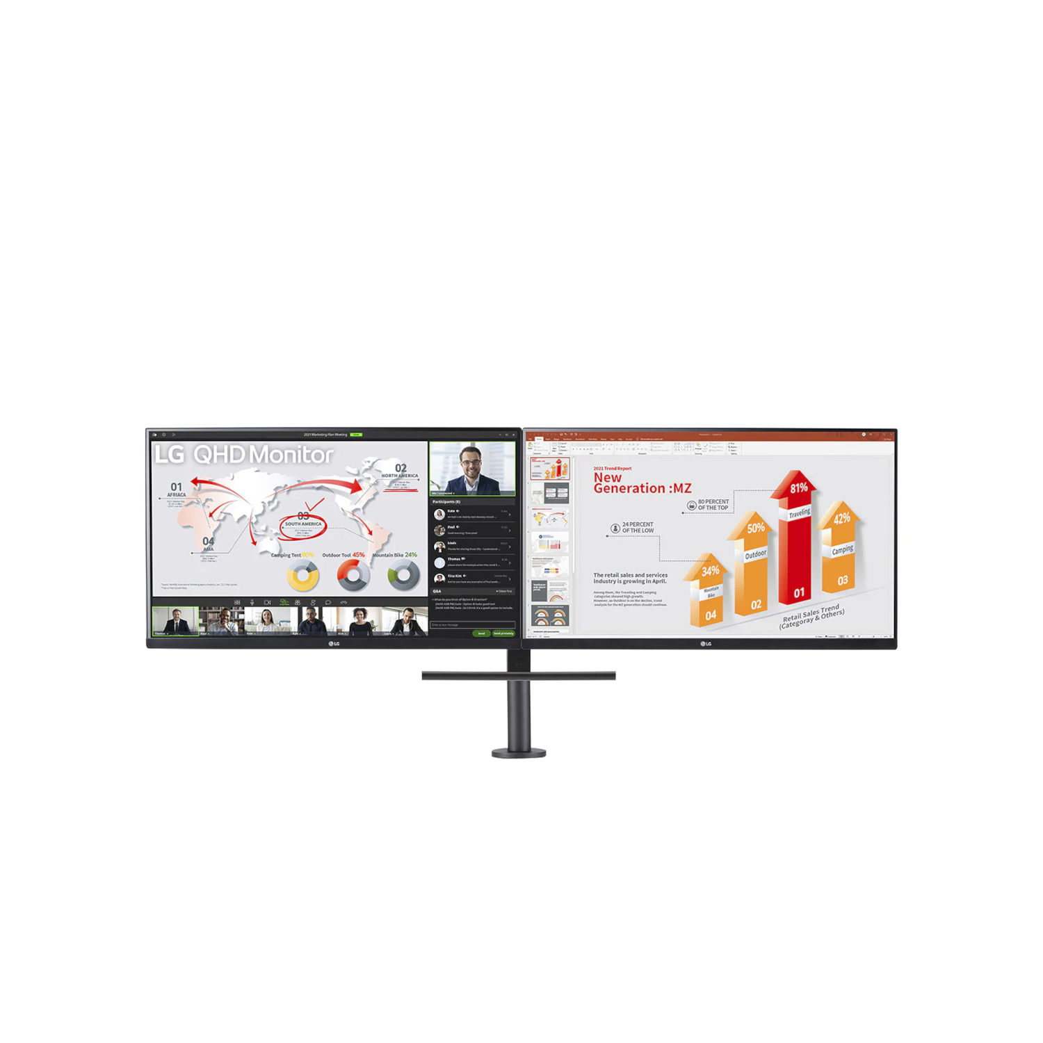 LG 27QP88DP-BS Ergo Dual Monitor - QHD, IPS, Pivot B-Ware