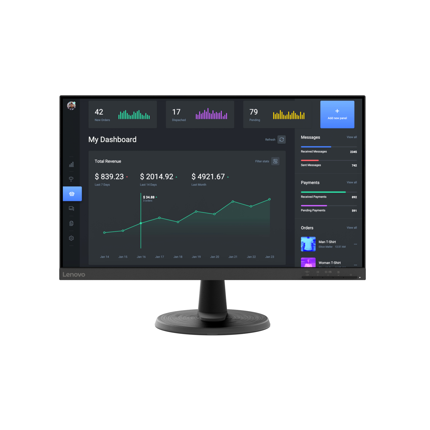 Lenovo D27-40 Office Monitor - FHD, HDMI, 75Hz B-Ware HDMI 1.4 + VGA