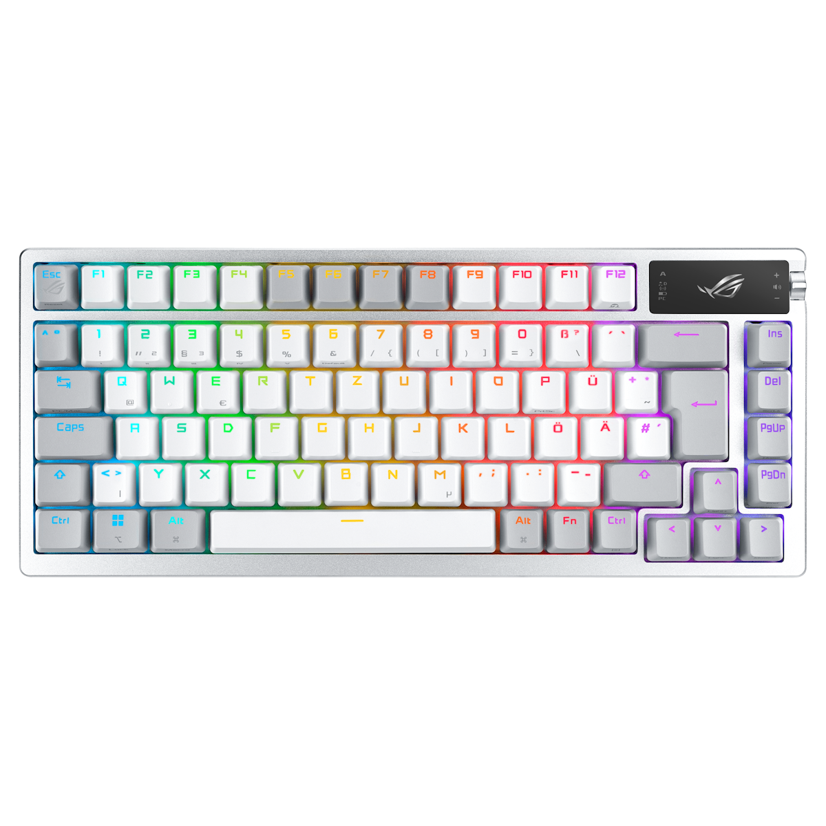ASUS ROG Azoth White RGB Gaming Tastatur mit 75% Layout - kabellose RGB Gaming Tastatur im Layout 75% mit Bluetooth und ...