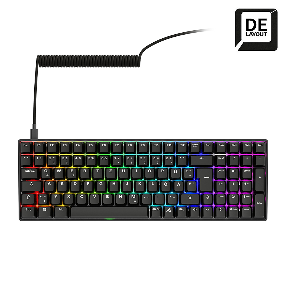 Sharkoon SKILLER SGK50 S2 PBT Gaming Tastatur - 96% Layout, Hot-Swap Gateron GPRO Yellow Switches, RGB-Beleuchtung, QWER...