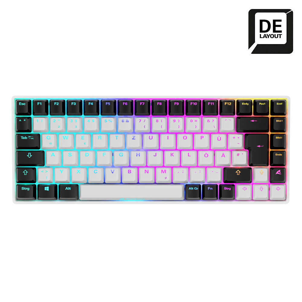Sharkoon SKILLER SGK50 S3 Gaming Tastatur B-Ware - 75% Layout, gelbe Hot-Swap Gateron-Switches, RGB-Beleuchtung, QWERTZ-...