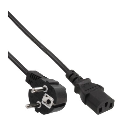 InLine® Netzkabel, Schutzkontakt gewinkelt, Kaltgerätestecker C13, 1,8m Länge