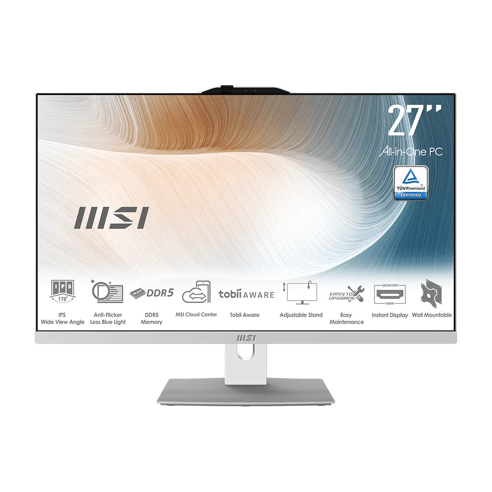 MSI Modern AM272P 1M-1426AT All-in-One weiß 27" (68,6cm) FHD Display, Intel Core 5 120U, 16GB DDR5 RAM, 512GB M.2 SSD, Intel Grafik, Wi-Fi 6E, Bluetoo
