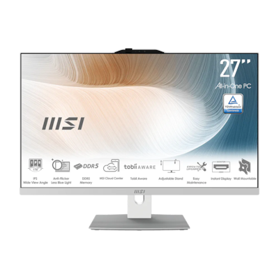 MSI Modern AM272P 1M-1428AT All-in-One weiß 27" (68,6cm) FHD Display, Intel Core 5 120U, 16GB DDR5 RAM, 512GB M.2 SSD, Intel Grafik, Wi-Fi 6E, Bluetoo