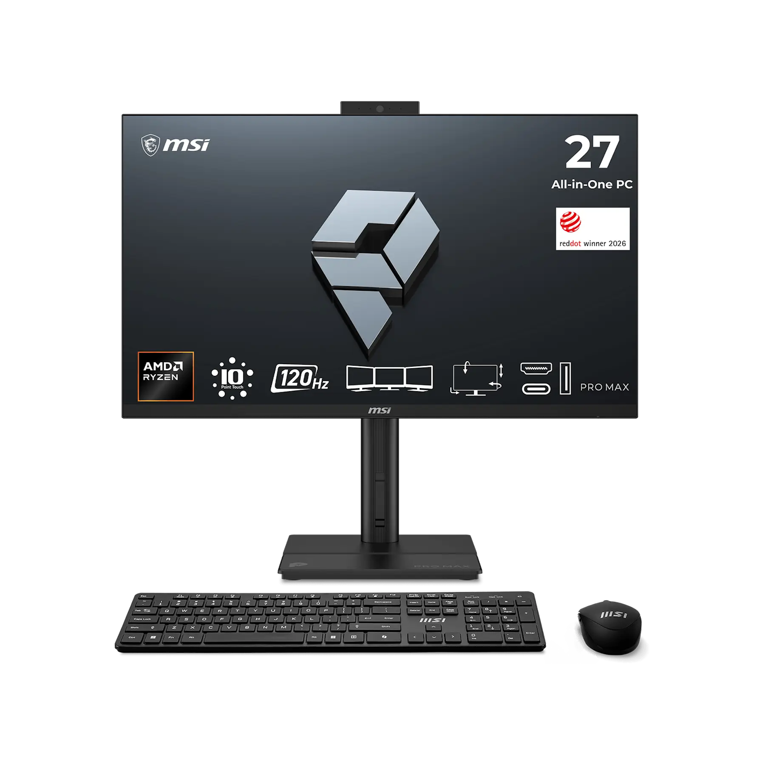 MSI PRO MAX 27P Z 8MG-016DE All-in-One PC 27" (68,6cm) FHD Display, AMD Ryzen 7 255, 16GB DDR5 RAM, 512GB M.2 SSD, AMD Grafik, Wi-Fi 6E, Bluetooth 5.3