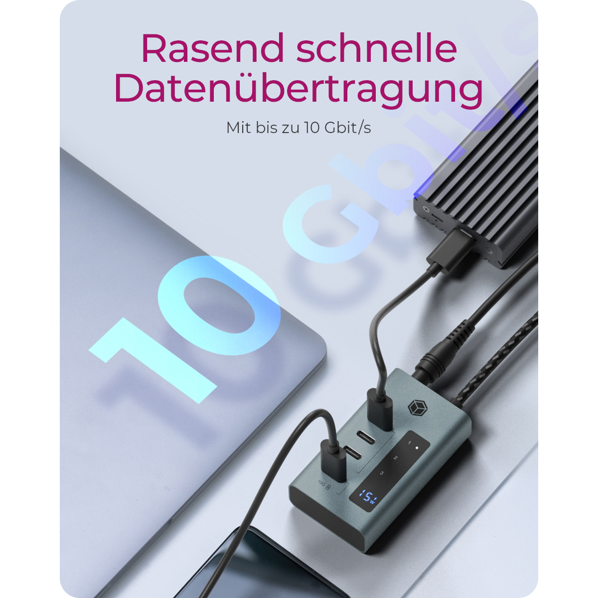 ICY BOX IB-HUB1454-C31 4-Port Hub mit USB 3.2 Gen 2 Type-C® Dockingstation Produkt Bild 3