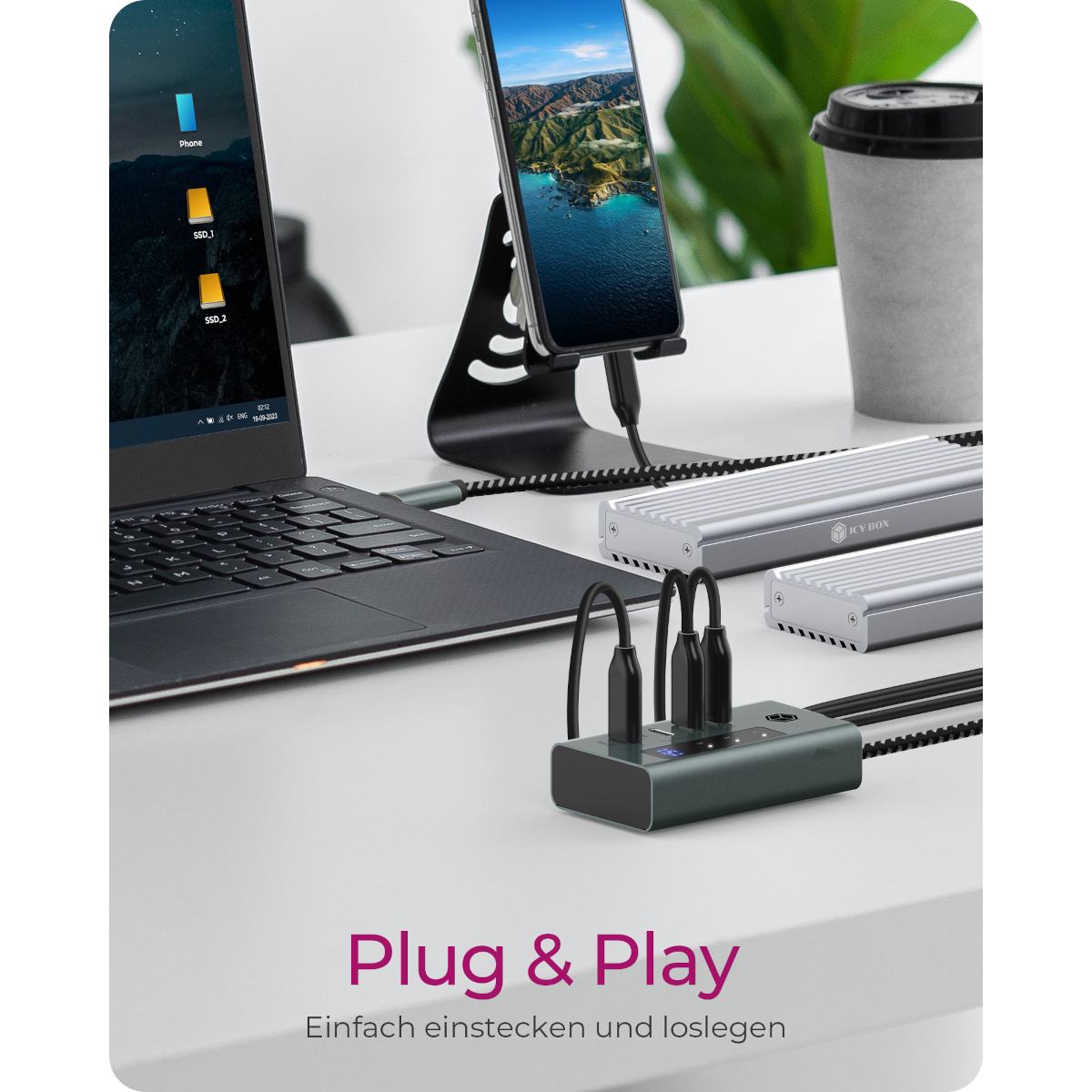 ICY BOX IB-HUB1454-C31 4-Port Hub mit USB 3.2 Gen 2 Type-C® Dockingstation Produkt Bild 5