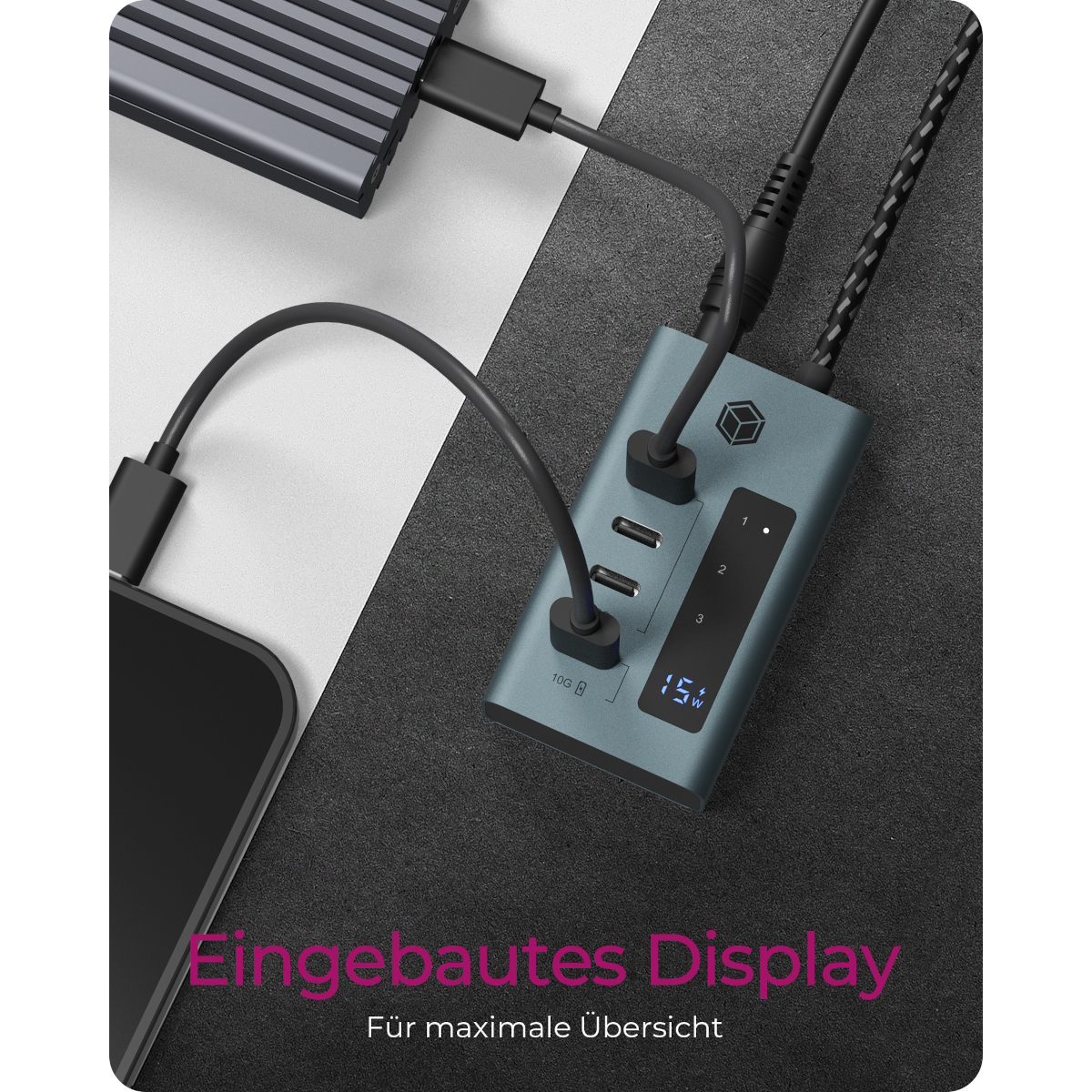 ICY BOX IB-HUB1454-C31 4-Port Hub mit USB 3.2 Gen 2 Type-C® Dockingstation Produkt Bild 6