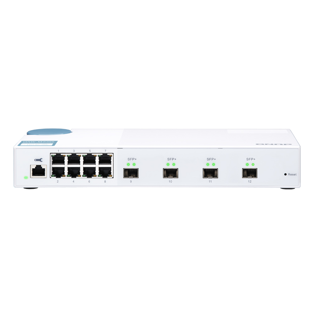 QNAP Systems QSW-M408S 12-Port Smart Managed Switch [4x 10GbE SFP+, 8x 1GbE (RJ45), Layer 2, Netzwerkmanagement]