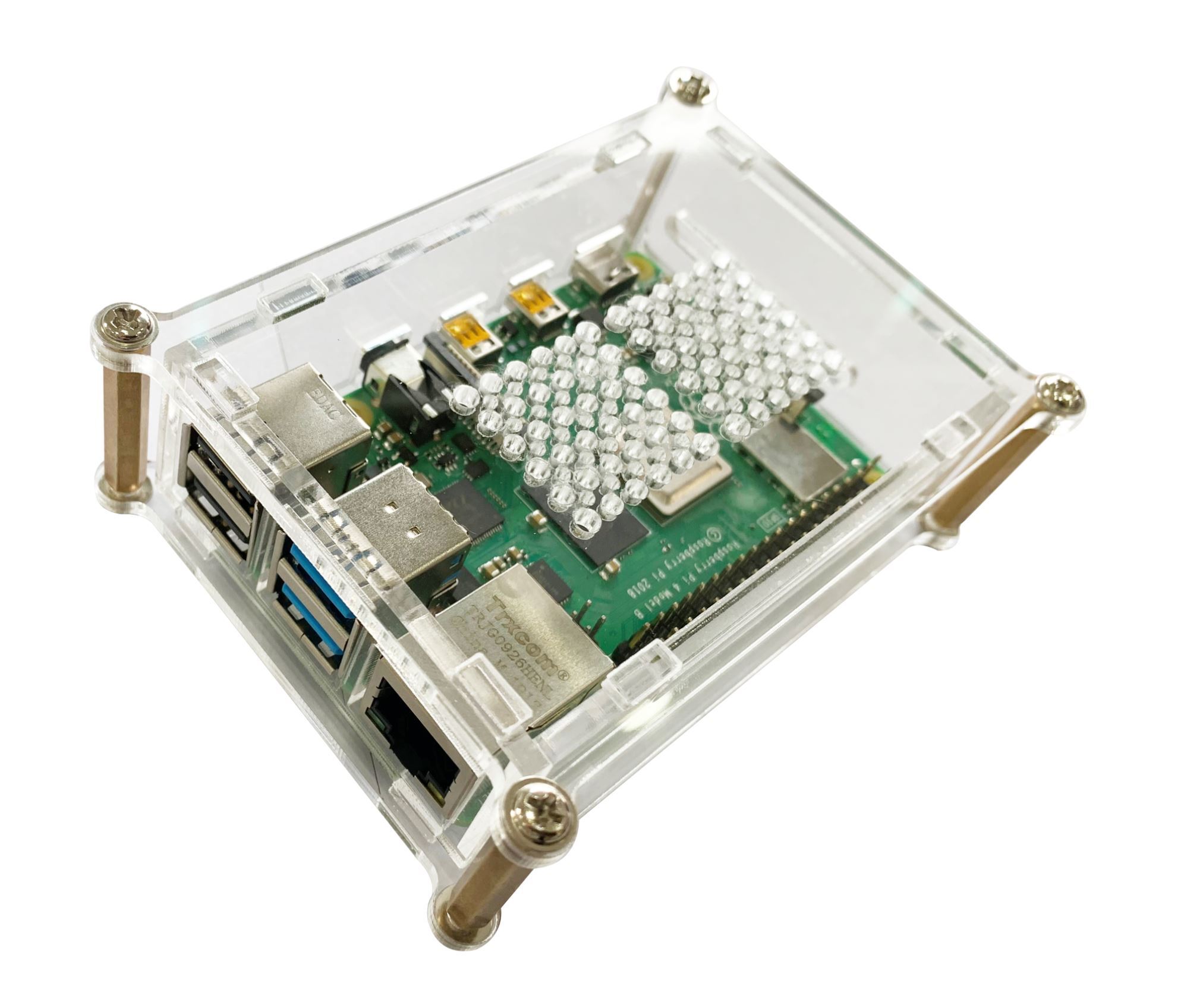 Joy-iT Acrylgehäuse für Raspberry Pi 4 mit Metallschrauben - (103x76x35 mm)