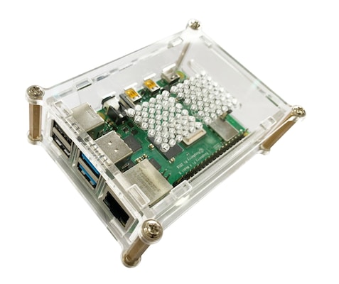 Joy-iT Acrylgehäuse für Raspberry Pi 4 mit Metallschrauben - (103x76x35 mm)