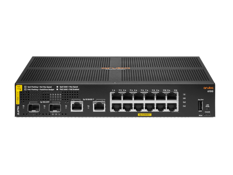 Thumbnail - HPE Aruba Networking CX6000 16-Port Switch (R8N89A) [12x Gigabit LAN, PoE+, 2x SFP, 2x GbE]