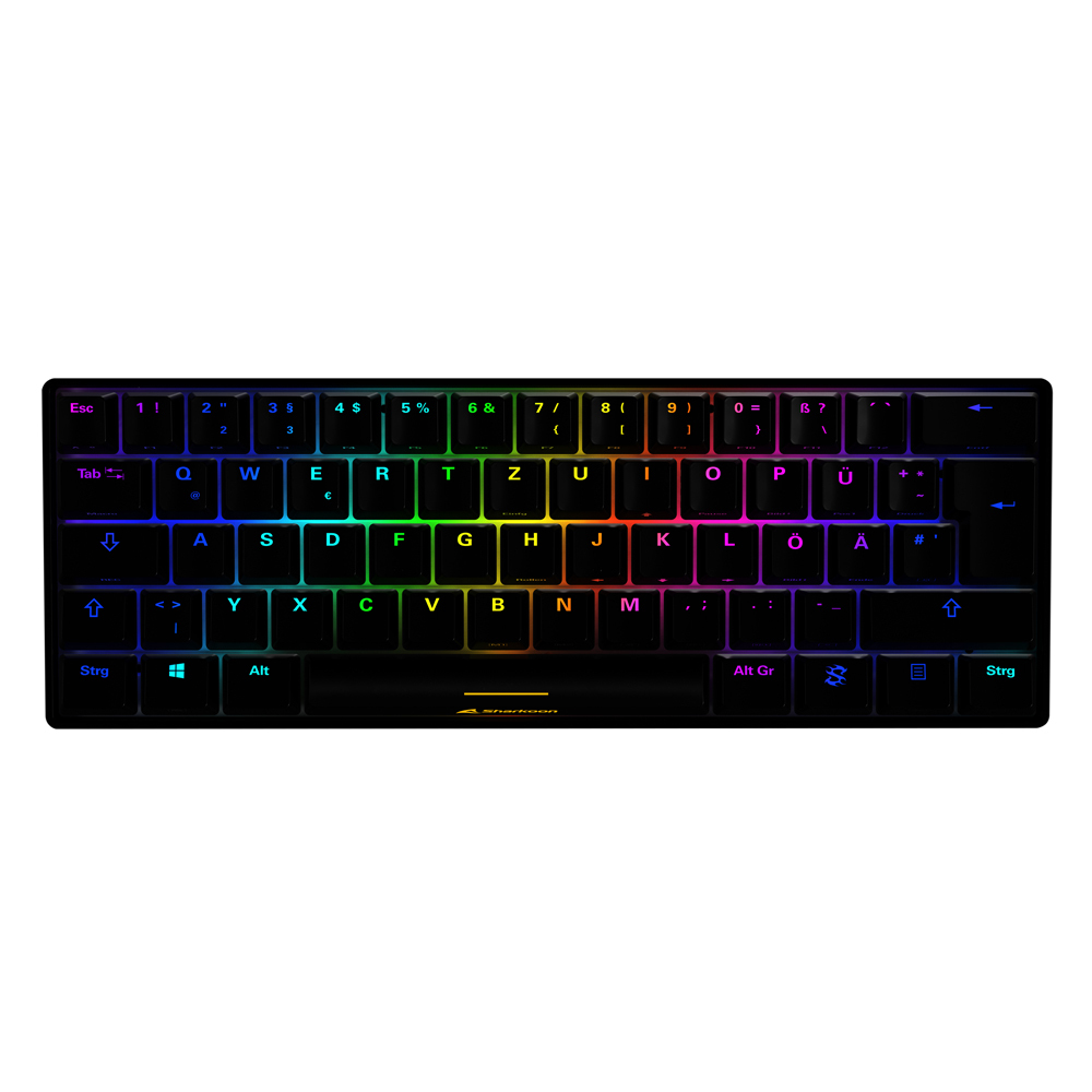 Sharkoon SKILLER SGK50 S4 Gaming Tastatur mit roten Switches - 60 % Layout, rote Hot-Swap Switches, RGB-Beleuchtung, QWERTZ-Layout, schwarz