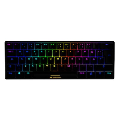 Sharkoon SKILLER SGK50 S4 Gaming Tastatur mit roten Switches - 60 % Layout, rote Hot-Swap Switches, RGB-Beleuchtung, QWERTZ-Layout, schwarz