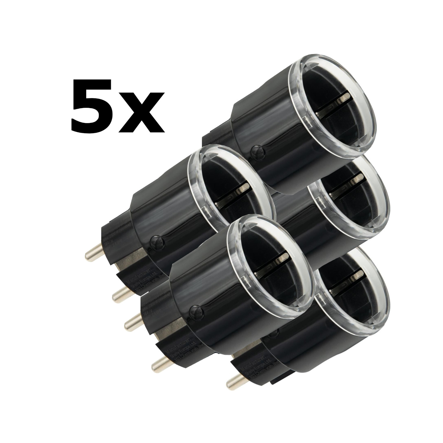 5x Shelly Plug S Gen3 Matter schwarz Bundle - kleiner smarter Stecker mit Bluetooth-Konnektivität und Leistungsmessung /...