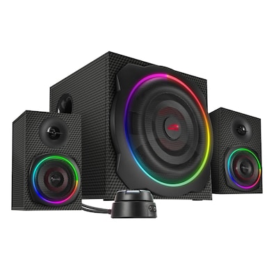 GRAVITY CARBON RGB 2.1 Subwoofer System, Bluetooth, Carbon-Optik, RGB Beleuchtung