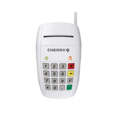 CHERRY Smart Terminal Chipkarten-Leser ST-2100 Geeignet für elektronische Signaturen, Sichere PIN-Eingabe (Klasse-2-Leser) - Farbe: Weiß